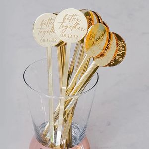 Decorações de Natal 50pcs Agitadores redondos personalizados para bebidas, despedida de solteira, coquetel, agitador, chá de bebê, 231011