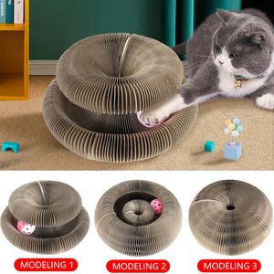 Jouets pour chats Planche à gratter interactive pour chat Jouet pour chaton drôle avec cloche Ball Chat Griffe de meulage Cadre d'escalade pour chat Jouet à gratter pour chat ondulé 231011