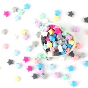 Tänder leksaker håller växa 10st baby silikonpärlor färgglad stjärna bpa gratis ammande tuggbitande pacifier teether diy halsband 231010