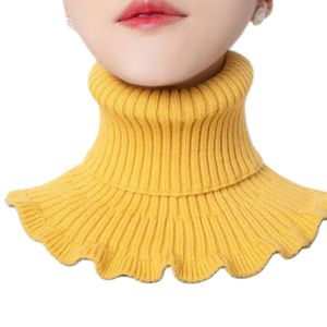 Knitted Fake Collar Scarves Women Turtleneck Knitted Warm Winter Windproof Ruffles Wrap Scarf