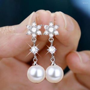 Dangle Earrings Genuine 925 Sterling Silver Real Pearl Drop For Women Bohemia 925.00 Aretes De Mujer Jewelry Orecchini