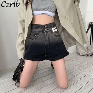 Kvinnors shortsgradient Kvinnor denim Summer Korean Style Ankomst Löst hög midja Sexig All-Match Fashion Retro Streetwear Eesthetic