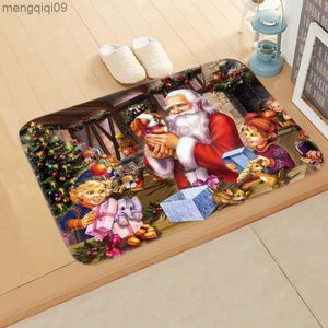 Christmas Decorations Customizable Christmas Carpet Cartoon Santa Floor Mat New Year Gift Home Entrance Mat Christmas Living Room Carpet