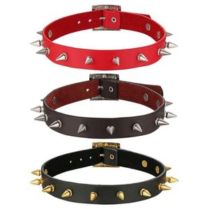 Boniskiss 2020 New Rock Spike Rivet Choker Belt Collar Läder Goth Halsband med plundrad chocker -halsband för Woman Man Jewelry268z