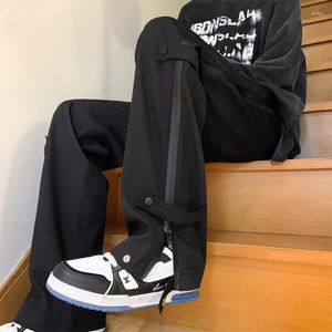 Men's Pants Cargo Wide For Men Trousers Male Vintage Spring Autumn Japanese Harajuku Side Zipper Design Hip Hop