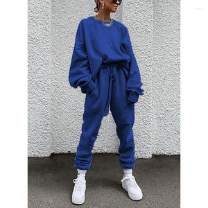 Women's Two Piece Pants Selected Fashion Selling Solid Color Long Sleeved Set Of Loose Feet Tights Casual