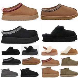 Designer Clássico Ultra Mini Botas Botas de Neve Plataforma Curta Mulheres Homens Pele De Carneiro Tasman Tazz Castanha Areia Mostarda Semente Bege Australian Winter Ankle