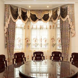 Curtain European Luxury Jacquard Curtains for Living Dining Room Bedroom Villa Blackout High Precision 4D Embossed Highgrade 231010