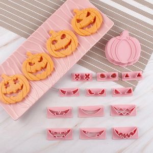 Bakformar 1 set halloween cookie cutters diy pumpa ansiktet kex mögel fondant embionser stämpel kaka dekorera verktygsmaterial