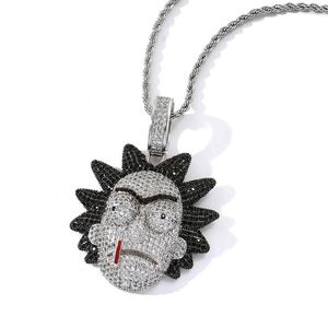 Gioielli Hip Hop placcato oro 18 carati ghiacciato CZ collana con ciondolo a forma di cartone animato accessori di gioielli per uomo198S