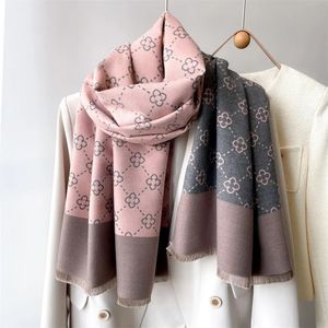 Scarves Winter Women's Scarf Luxury Design Double sided Cashmere Feel Scarf Warm Scarf Shawl 231010