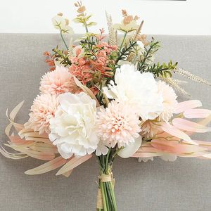 Christmas Decorations Champagne Artificial Silk Flowers for Home Wedding Decor Bedroom Centerpiece Table Arrange Bride Holding Fake Bouquet 231011