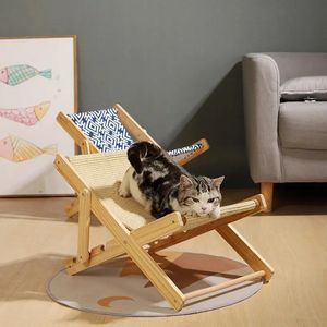 Łóżka kota meble kota bujany krzesło kota podwyższone łóżko Regulowane zwierzaki krzesło Hamak Pet Sisal łóżko Puppy Nest House dla 10 kg zwierzaka 231011