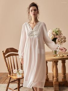 Women's Sleepwear Hanxiuju Vintage Embroidered Long Nightgowns Sleeve Sweet Girls Princess Loose Royal Nightdress