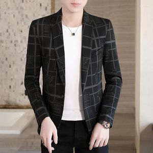 Herrdräkter 2023 Spring Autumn Sacka Jacket Business Casual Printing Fashion Slim Wedding Banket Blazers Man