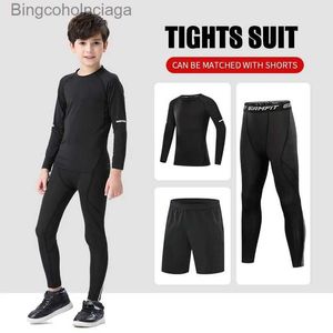 Men's Thermal Underwear Winter Thermal Underwear For Kids Outdoor Running Set Boy Gym Jogging Compression Tights Workout Thermal Tights Child Soccer KitL231011