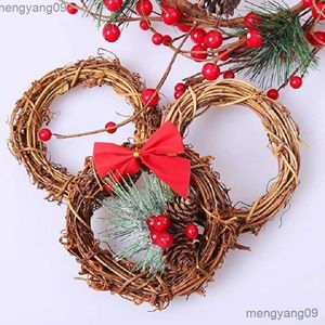 Other Festive Party Supplies Round Natural Ring Christmas Garland Hanging Ornament Floral Wreath Wedding Decoration Home Decor R231011