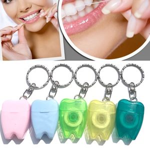 Dental Floss 20pcs Tooth-Shaped Key Chain Type Flat-Line Portable Dental Floss Gum Care 231007