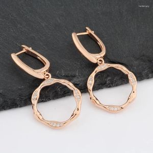 Dangle Earrings Natural Zircon Cute Hollow 585 Rose Gold Color Luxury Fashion Women Wedding Party Jewelry Unusual