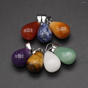 Charms 7PCS Reiki Healing Crystal Agate Droplet Shape Pendant 7 Chakra Natural Stone Jewelry Making DIY Necklace Accessories Gift
