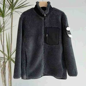 Men's Stone dao coat Island Loose Lamb Hair Chest Pocket Zipper for Warmth Long Sleeved Men and Women's Couple Outerwear Trend