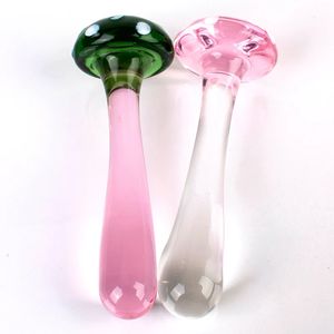 Brinquedos anais 14cm cogumelo vidro vibradores para anal plug mulheres homens 18 casais ferramentas butt plugs dilatador brinquedos sexuais adultos jogos produtos eróticos loja 231011