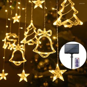 Cordas Solar LED Luzes de Fada Navidad String Cortina Garland 2023 Decorações de Natal Ao Ar Livre Casa Noel Decoração de Festa de Casamento LL