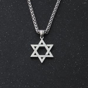 Pendant Necklaces Jewish Bible Stainless Steel Hexagram Chain Necklace Women Men Cutout Star Of David Hexagon Choker Mezuzah Jewelry