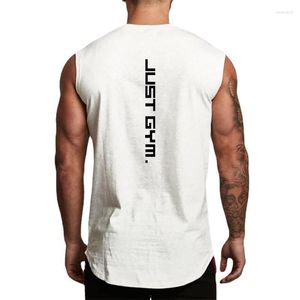 MENS TANK TOPS MUSCLEGUYS Märke Slim Fit Gym Clothing Bodybuilding Top Men Cotton Casual ärmlös skjorta Fitness Vest Workout Sportkläder