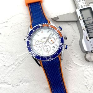 Наручные часы Omeg для мужчин 2023 Мужские часы Шесть игл Все циферблаты работают Кварцевые часы в Европе Лучший люксовый бренд с хронографом Часы с резиновым ремешком Модный подарок на праздник