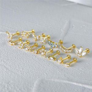 Stud Earrings CANNER 1Pc Ocean Blue 925 Sterling Silver Earring For Women 16G Thread Piercing 18K Gold Fine Jewelry 2023
