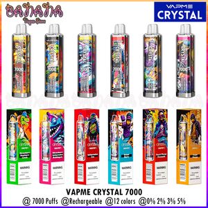 Otantik Vapme Crystal 7000 Puflar Tek Kullanımlık Vapes Şarj Edilebilir E Sigara 650mAh Pil Önceden Doldurulmuş 14ml Pods Sepetler Mesh Bobin Vape Kalem