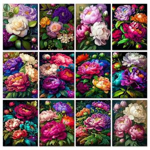 Paintings GATYZTORY Diy Painting By Numbers On Canvas Acrylic Paints Red Peony Diy Gift Home Decors For Adults Kids Wall Art Picture 231010
