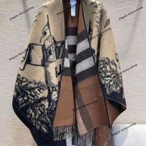 Women's shawl fashion brand new plaid double-sided sheepskin wrapped velvet cloak scarf shawl senior dual-use luxury