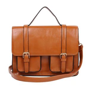 Vintage klaff satche brun messenger väska