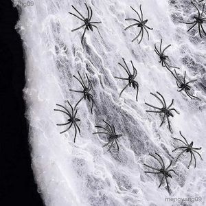 Inne świąteczne zapasy imprezowe Super Elastyczny pajęczyny sztuczny pająk Spider Web Halloween Dekoracja Przerażająca scena imprezowa Indoor Outdoor Home Decorki R231011