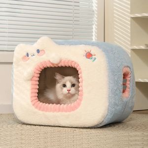 Cat Beds Furniture Cute Cat Bed Warm Pet House Kitten Cave Cushion Comfort Cat House Dog Basket Tent Puppy Nest Small Dog Mat Supplies Bed For Cats 231011