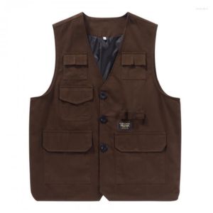 Canotte da uomo Giacca di jeans Casual multitasche con utensili retrò Gilet senza maniche Primavera e autunno Uomo sciolto portatile