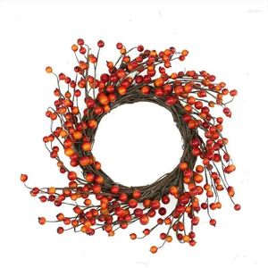 Decorative Flowers Autumn Harvest Artificial Orange And Red Berry Twig Wreath - Unlit Pressed Party Decorations For Events Black Roses Blac