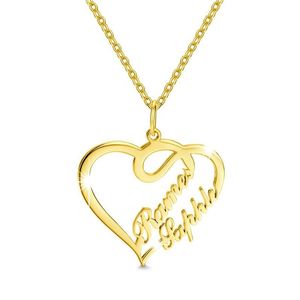 Personalizado 2 nomes coração pingente colar personalizado com estilo alfabeto script qualquer placa de identificação para mulheres família jóias aniversário gift250u