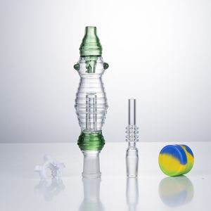 Chinafairprice NC036 Tubi per fumatori 14mm Ceramica Quarzo Banger Chiodo a prova di fuoriuscite Raffreddato ad acqua In linea Acqua Perc Bubbler Bong in vetro