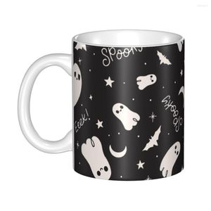 Mugs Custom Spooky Cute Ghost Halloween Mug DIY Goth Occult Witch Bats Ceramic Tea Milk Coffee Cups Outdoor Work Camping Cup