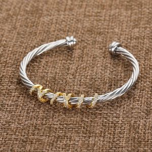 DY twisted designer bracelet classic luxury dy open bangle for women fashion jewelry gold silver Pearl cross diamond hip hot jewelry party wedding gift wholesale