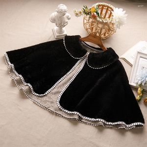 Scarves Women's Spring Autumn Vintage Black Pashmina Female Winter Shawl Cloak Velvet Collar R1918