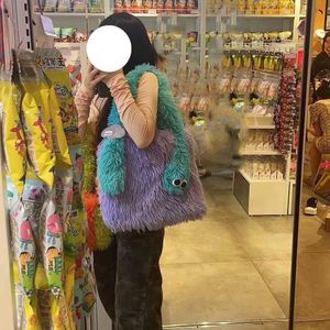 lady Evening Bags New Colored Mohair Small Monster Shoulder Bag Cute and Funny Handbag Ugly Plush