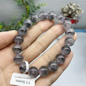 Bracciale in auralite nero naturale braccialetto fatto a mano in cristallo di quarzo gioielli elasticizzati regalo di compleanno per bambini 1 pz 11,5 mm