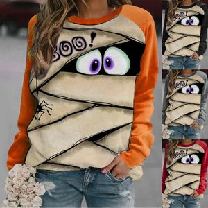 Hoodies femininos manga colorida feminino halloween moda impressão sem chapéu bolso pulôver moletom com capuz extra pequeno