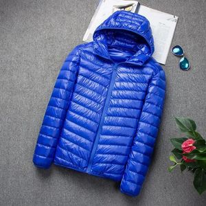 Herren-Daunenparkas, Winter-Herrenmantel, leichte Daunenjacke, Herren-Kapuzenkragen, kurzer, ultradünner, großer Herrenmantel 231010