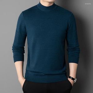 Erkek Sweaters 2023 Sonbahar Kış Erkekler Yumuşak Sıcak Kazak Sıcak Kırmızı Kırmızı Khaki Mavi Mürettebat Boyun İnce Fit Tavuklu Erkek Günlük Örme Tops