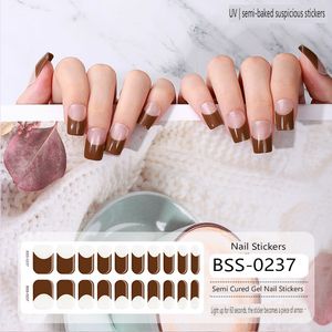 Semi-anpassade nagelklistermärken Solid färgremsor Vattentäta nagellackklistermärken Limma Full Wraps Manicure Decor Stickers för gelspikar